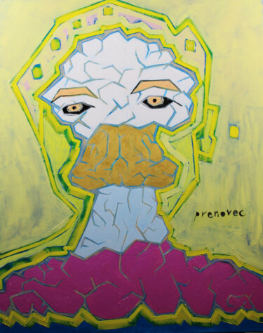 绘画 标题为“Cerveau atomique 2…” 由Raphaël Prenovec, 原创艺术品, 油 安装在木质担架架上