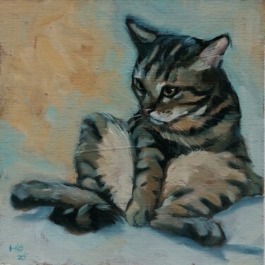 Schilderij getiteld "Этюд с сидящим поло…" door Ulia Nikitina, Origineel Kunstwerk, Olie