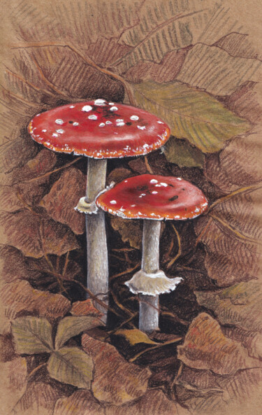 Forest Companions Drawing titled "Forest Companions" by Sundra, Original Artwork, Pastel