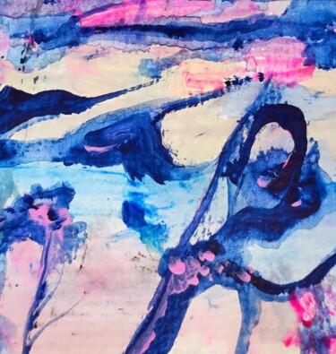 Painting titled "Little pink and blu…" by Milto Sideris, Original Artwork, Acrylic