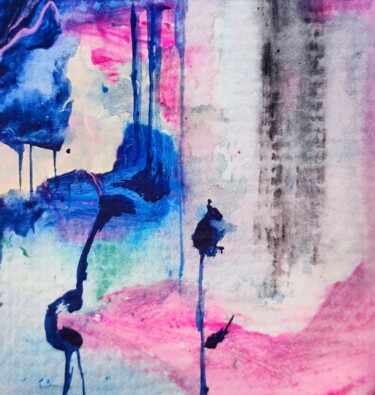 Painting titled "Little pink and blu…" by Milto Sideris, Original Artwork, Acrylic