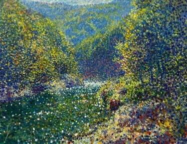 Emerald silence Peinture intitulée "Emerald silence" par Andrii Chebotaru, Œuvre d'art originale, Huile Monté sur Carton