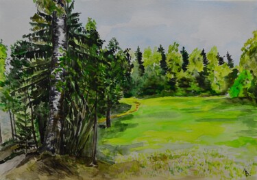 Park in Abramtsevo Estate Peinture intitulée "Park in Abramtsevo…" par Vladimir Lebedev, Œuvre d'art originale, Aquarelle