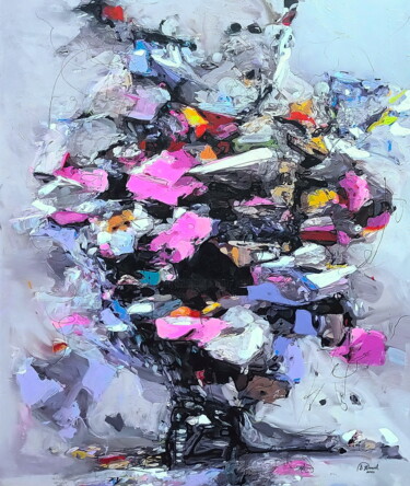 Картина под названием "Vase with flowers 2" - Daniel Bulimar Henciu, Подлинное произведение искусства, Акрил