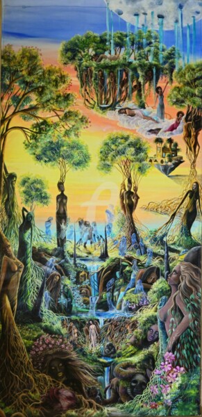 Painting titled ""Celles que la nuit…" by Souraia Abdallah, Original Artwork, Oil