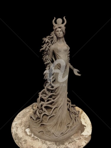 Scultura intitolato "Gaïa, la Mère Terre" da Souraia Abdallah, Opera d'arte originale, Ceramica