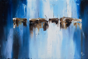 Boats 61 Pittura intitolato "Boats 61" da Volodymyr Nezdiimynoha, Opera d'arte originale, Olio Montato su Telaio per barella in legno