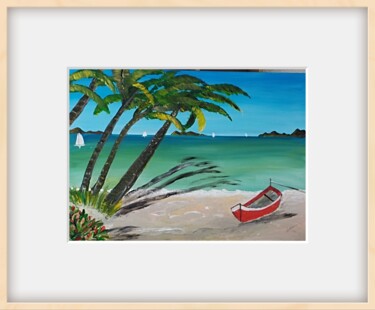 Schilderij getiteld "Paysage reposant" door Ninoufloral, Origineel Kunstwerk, Acryl Gemonteerd op Frame voor houten brancard