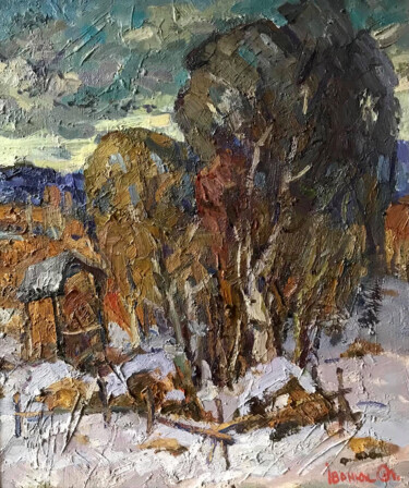 Peinture intitulée "The first snow fell" par Oleksiy Ivanyuk, Œuvre d'art originale, Huile Monté sur Châssis en bois