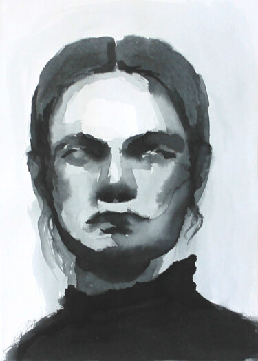 Disegno intitolato "Portrait 43" da Natalia Erkovich, Opera d'arte originale, Inchiostro
