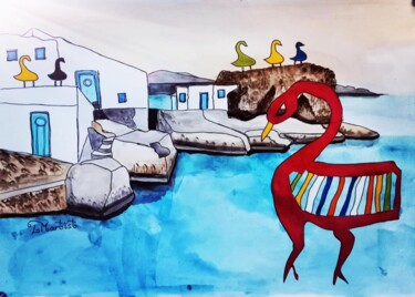 art Kimolos 绘画 标题为“art Kimolos” 由Lilian Manolakaki (lm artist), 原创艺术品, 水彩