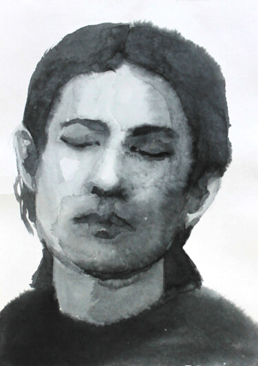 Drawing titled "Portrait 48" by Natalia Erkovich, Original Artwork, Ink