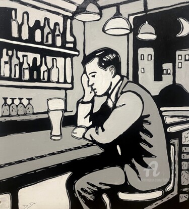 Painting titled "un soir sans raison" by Didou, Original Artwork, Acrylic Mounted on Wood Stretcher frame