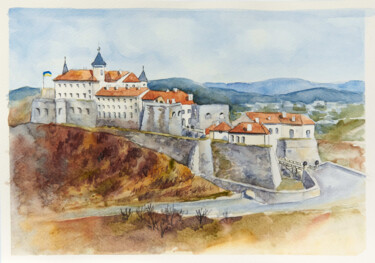 Palanok Castle Картина под названием "Palanok Castle" - Olha Tielushkina, Подлинное произведение искусства, Акварель