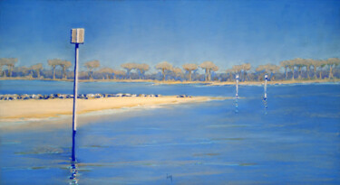 L'anse du Pouldon Painting titled "L'anse du Pouldon" by François Cusson, Original Artwork, Pastel Mounted on Wood Panel