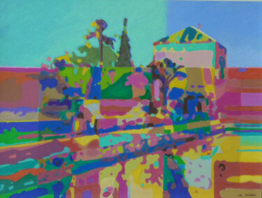 Malerei mit dem Titel "Menara (Marrakech )" von Christian Vidal, Original-Kunstwerk, Acryl Auf Holzplatte montiert