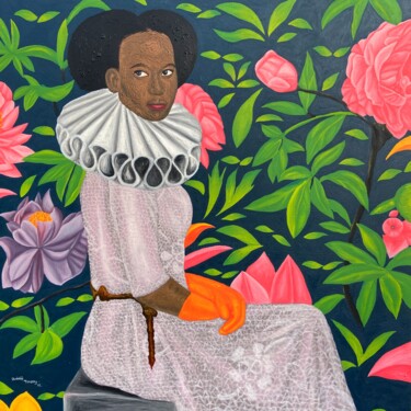 Painting titled "In her solace" by Timothy Olaniyi, Original Artwork, Acrylic
