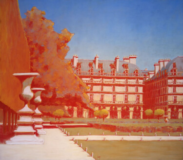 Jardin des Tuileries rouge, Paris 绘画 标题为“Jardin des Tuilerie…” 由François Cusson, 原创艺术品, 粉彩 安装在木板上