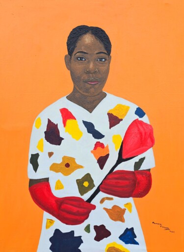 Pittura intitolato "She deserves the fl…" da Timothy Olaniyi, Opera d'arte originale, Acrilico