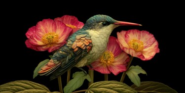 Hummingbird on Paeonias "Hummingbird on Paeo…" başlıklı Dijital Sanat Antoni Albalat Salanova tarafından, Orijinal sanat, Dijital Resim