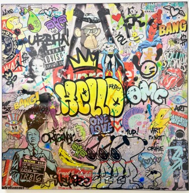 Pintura titulada "HELLO POP CULTURE" por N Nathan, Obra de arte original, Acrílico Montado en Aluminio