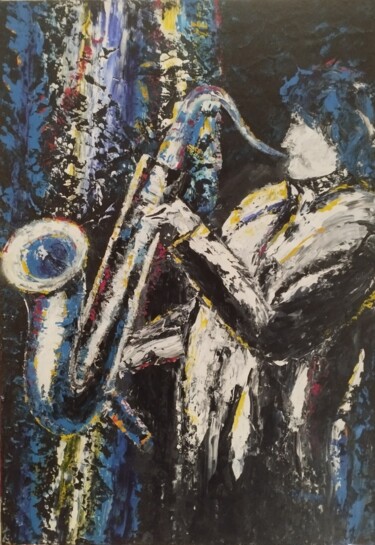 Pintura intitulada "JAZZ" por Raphael Marras, Obras de arte originais, Óleo Montado em Armação em madeira