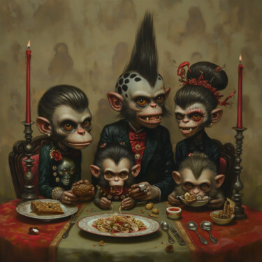 Eating pasta it's better than eating pizza Artes digitais intitulada "Eating pasta it's…" por Antoni Albalat Salanova, Obras de arte originais, Pintura digital