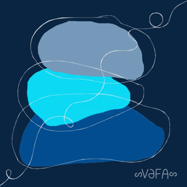 Цифровое искусство под названием "Zen Minimalism. Blu…" - Vafa Majidli, Подлинное произведение искусства, Цифровая живопись