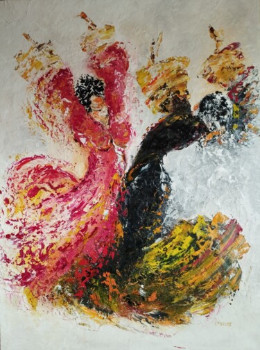 Картина под названием "DANCE FLAMENCO" - Raphael Marras, Подлинное произведение искусства, Масло Установлен на Деревянная ра…
