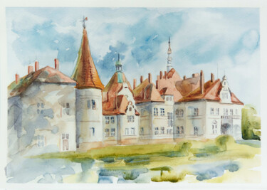 The Castle of the Counts Schönborn Painting titled "The Castle of the C…" by Olha Tielushkina, Original Artwork, Watercolor
