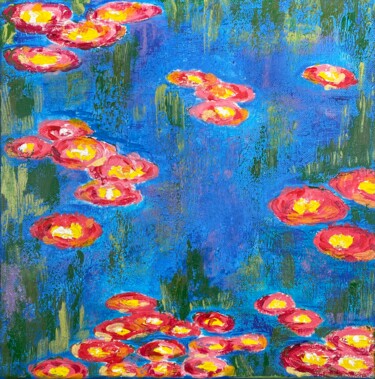 Reflections in Bloom Malarstwo zatytułowany „Reflections in Bloom” autorstwa Tasha Ali, Oryginalna praca, Akryl Zamontowany na Drewniana rama nos…