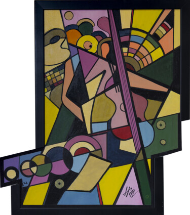 Ζωγραφική με τίτλο "Palettes de danse" από Henri Mahé (Him), Αυθεντικά έργα τέχνης, Ακρυλικό Τοποθετήθηκε στο Ξύλινο πάνελ