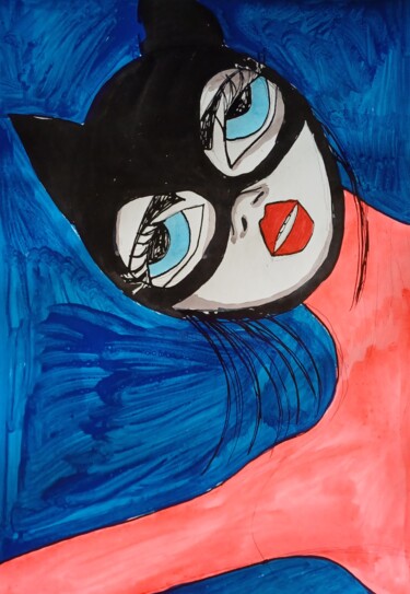 Desenho intitulada "I kitty" por Ashton Knighting, Obras de arte originais, Tinta