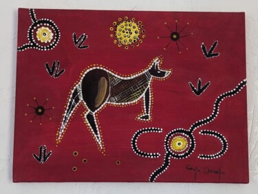 Pintura titulada "Kangourou Aborigène" por Coralie Deroche, Obra de arte original, Acrílico Montado en Bastidor de camilla d…
