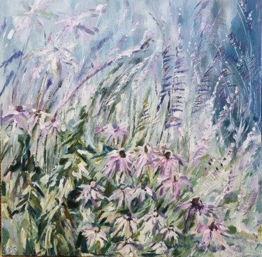 Pintura intitulada "Meadow" por Katarzyna Machejek, Obras de arte originais, Acrílico Montado em Armação em madeira