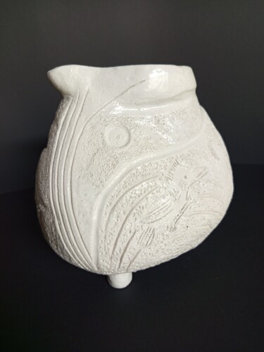 Sculpture titled "Vase oiseau" by Dominique Jolivet, Original Artwork, Ceramics