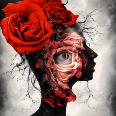 数字艺术 标题为“Red eye rose” 由Meahau, 原创艺术品, AI生成的图像