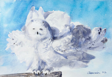 绘画 标题为“White owl” 由Svetlana Safonova, 原创艺术品, 水彩