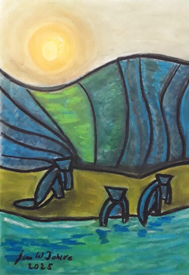 绘画 标题为“Beaver at the river” 由Sven W. Dahlke, 原创艺术品, 粉笔