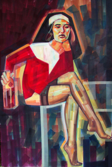 Electric Sister Land Schilderij getiteld "Electric Sister Land" door Piotr Kachny, Origineel Kunstwerk, Olie