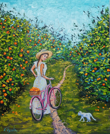 Peinture intitulée "Morning Orange Gard…" par Zina Vysota, Œuvre d'art originale, Huile Monté sur Châssis en bois