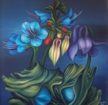 Painting titled "Symbolism, painting…" by Vinko Hlebs, Original Artwork, Oil Mounted on Wood Stretcher frame