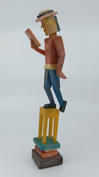 Lector LVII Scultura intitolato "Lector LVII" da José Manuel Solares, Opera d'arte originale, Legno