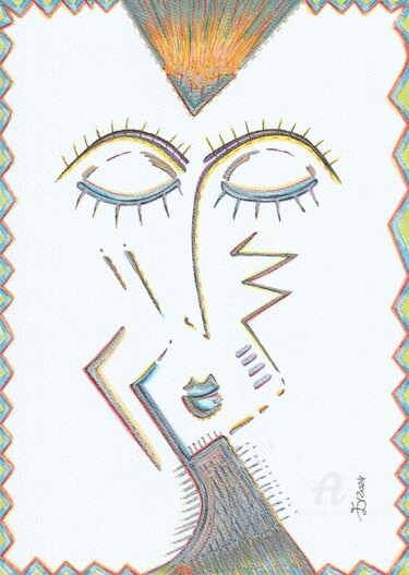 Disegno intitolato "Magician III" da Ewa Dura, Opera d'arte originale, Pennarello