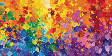 Digital Arts titled "Energetic Rainbow S…" by Chun Yu Guan, Original Artwork, AI generated image Mounted on Cardboard