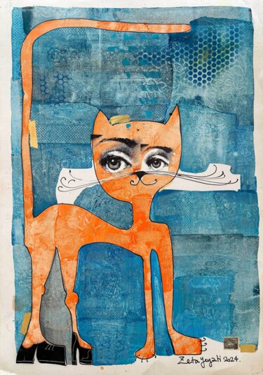 绘画 标题为“Gato mirando” 由Zeta Yeyati, 原创艺术品, 丙烯