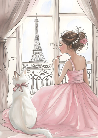 数字艺术 标题为“Elegant Parisian Mo…” 由春宇 关, 原创艺术品, AI生成的图像 安装在纸板上