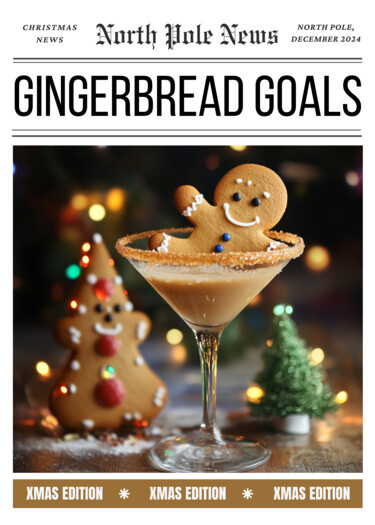 Digitale Kunst getiteld "Gingerbread Goals:…" door Chun Yu Guan, Origineel Kunstwerk, AI gegenereerde afbeelding Gemonteerd…