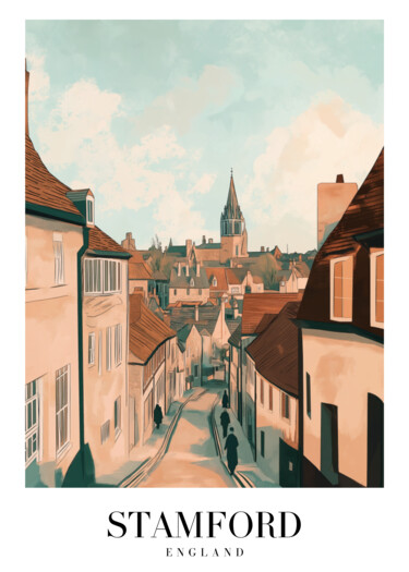 数字艺术 标题为“Stamford England: P…” 由春宇 关, 原创艺术品, AI生成的图像 安装在纸板上
