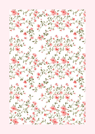 Digitale Kunst getiteld "Cherry Blossom Gard…" door Chun Yu Guan, Origineel Kunstwerk, AI gegenereerde afbeelding Gemonteerd…